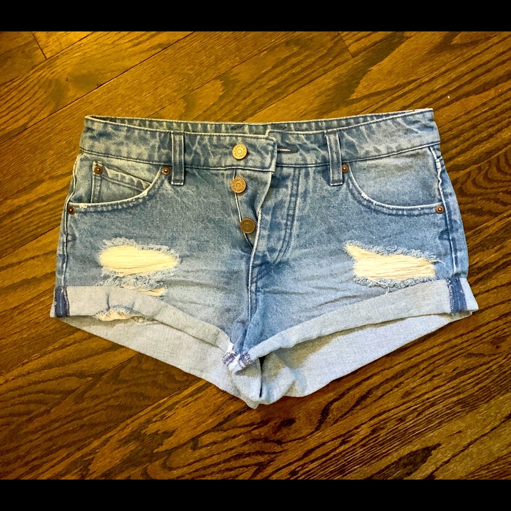 Volcom Brand Distressed Denim Shorts Size 1